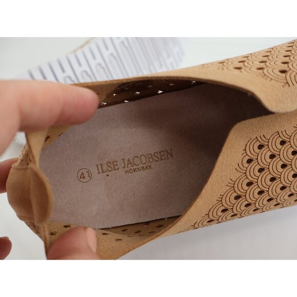 Ilse Jacobsen Tulip Platform Flat Sz 41 11 Slip On Brown Tan perforated Sneaker